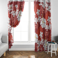 Red Hawaiian Hibiscus Monstera Window Curtain Grunge Stylized LT01 - Polynesian Pride