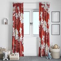 Red Hawaiian Hibiscus Monstera Window Curtain Grunge Stylized LT01 - Polynesian Pride
