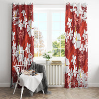 Red Hawaiian Hibiscus Monstera Window Curtain Grunge Stylized LT01 - Polynesian Pride