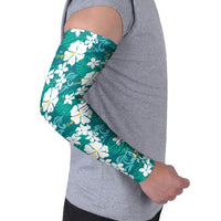 Teal Hawaiian Hibiscus Monstera Arm Sleeves Grunge Stylized LT01 - Polynesian Pride