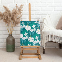 Teal Hawaiian Hibiscus Monstera Canvas Wall Art Grunge Stylized LT01 - Polynesian Pride