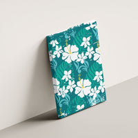 Teal Hawaiian Hibiscus Monstera Canvas Wall Art Grunge Stylized LT01 - Polynesian Pride