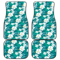Teal Hawaiian Hibiscus Monstera Car Mats Grunge Stylized