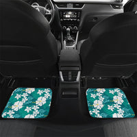 Teal Hawaiian Hibiscus Monstera Car Mats Grunge Stylized