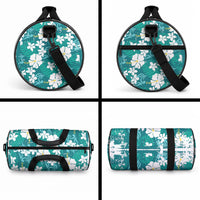 Teal Hawaiian Hibiscus Monstera Duffle Bag Grunge Stylized LT01 - Polynesian Pride