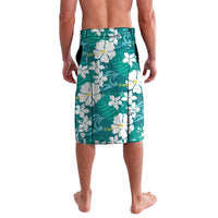 Teal Hawaiian Hibiscus Monstera Lavalava Grunge Stylized LT01 - Polynesian Pride