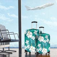 Teal Hawaiian Hibiscus Monstera Luggage Cover Grunge Stylized LT01 - Polynesian Pride