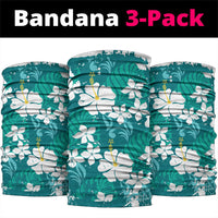 Teal Hawaiian Hibiscus Monstera Neck Gaiter Grunge Stylized