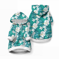 Teal Hawaiian Hibiscus Monstera Pet Hoodie Grunge Stylized