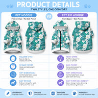 Teal Hawaiian Hibiscus Monstera Pet Hoodie Grunge Stylized