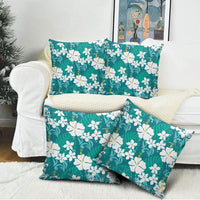 Teal Hawaiian Hibiscus Monstera Pillow Cover Grunge Stylized LT01 - Polynesian Pride