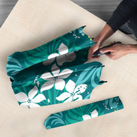 Teal Hawaiian Hibiscus Monstera Umbrella Grunge Stylized LT01 - Polynesian Pride