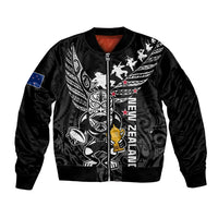 Custom New Zealand Silver Fern Rugby Bomber Jacket Aotearoa Champion 2023 World Cup LT01 Unisex Black - Polynesian Pride
