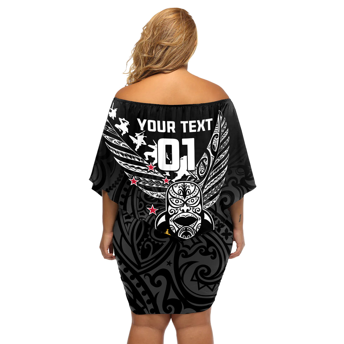 Custom New Zealand Silver Fern Rugby Off Shoulder Short Dress Aotearoa Champion 2023 World Cup LT01 - Polynesian Pride