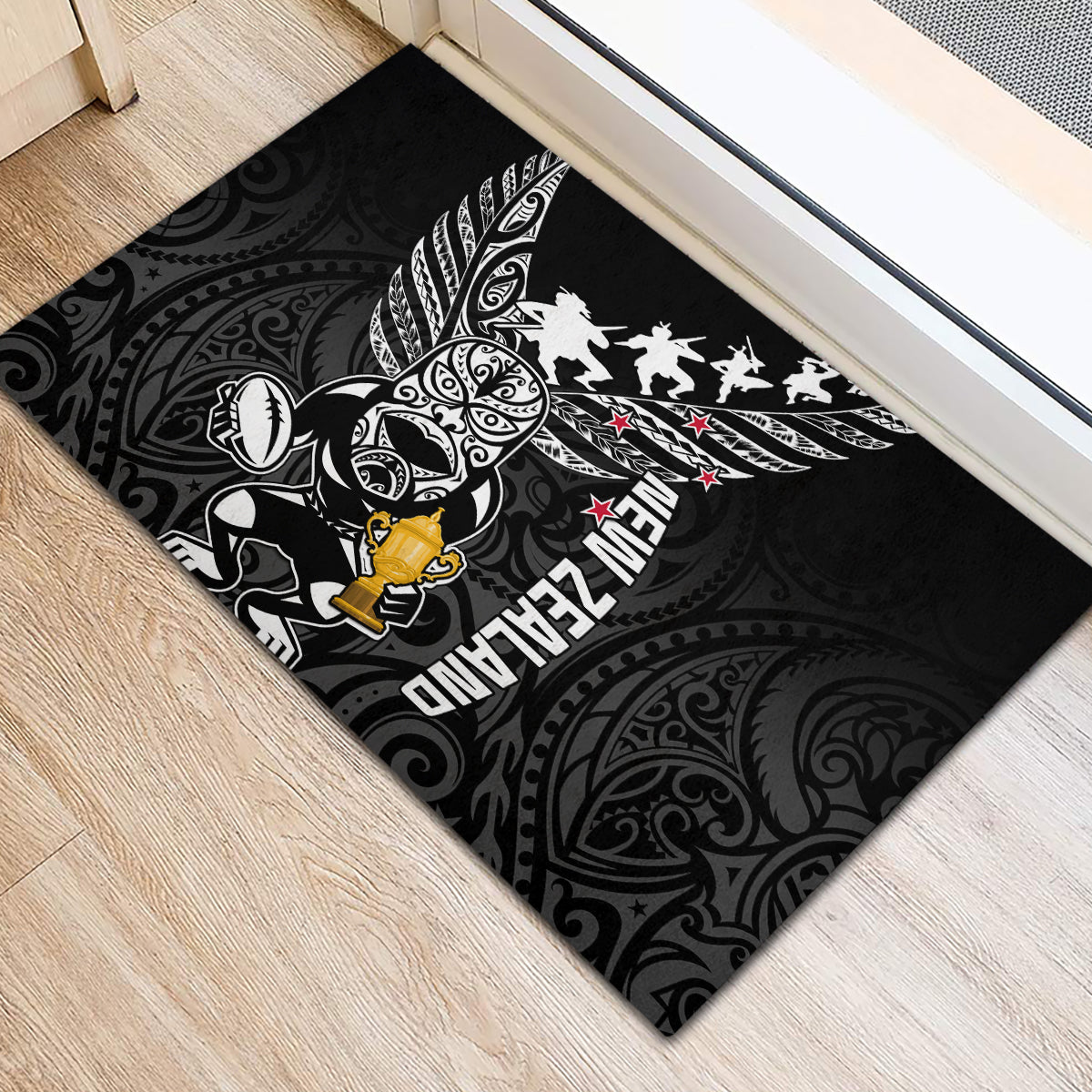 New Zealand Silver Fern Rugby Rubber Doormat Aotearoa Champion 2023 World Cup LT01 - Polynesian Pride