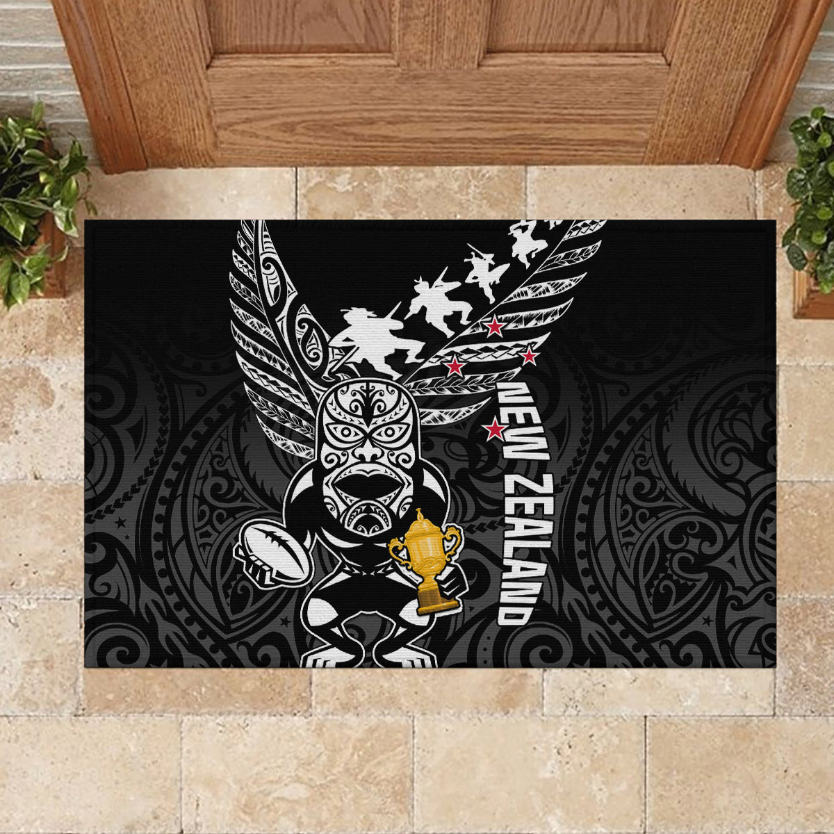 New Zealand Silver Fern Rugby Rubber Doormat Aotearoa Champion 2023 World Cup LT01 - Polynesian Pride