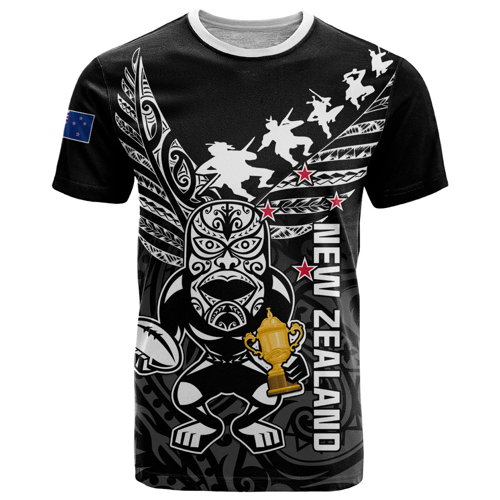 Custom New Zealand Silver Fern Rugby T Shirt Aotearoa Champion 2023 World Cup LT01 Black - Polynesian Pride