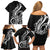 New Zealand Waitangi Day Family Matching Off Shoulder Short Dress and Hawaiian Shirt Aotearoa Te Tiriti O Waitangi Kiwi Black Version LT01 - Polynesian Pride