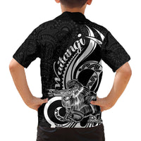 New Zealand Waitangi Day Family Matching Tank Maxi Dress and Hawaiian Shirt Aotearoa Te Tiriti O Waitangi Kiwi Black Version LT01 - Polynesian Pride