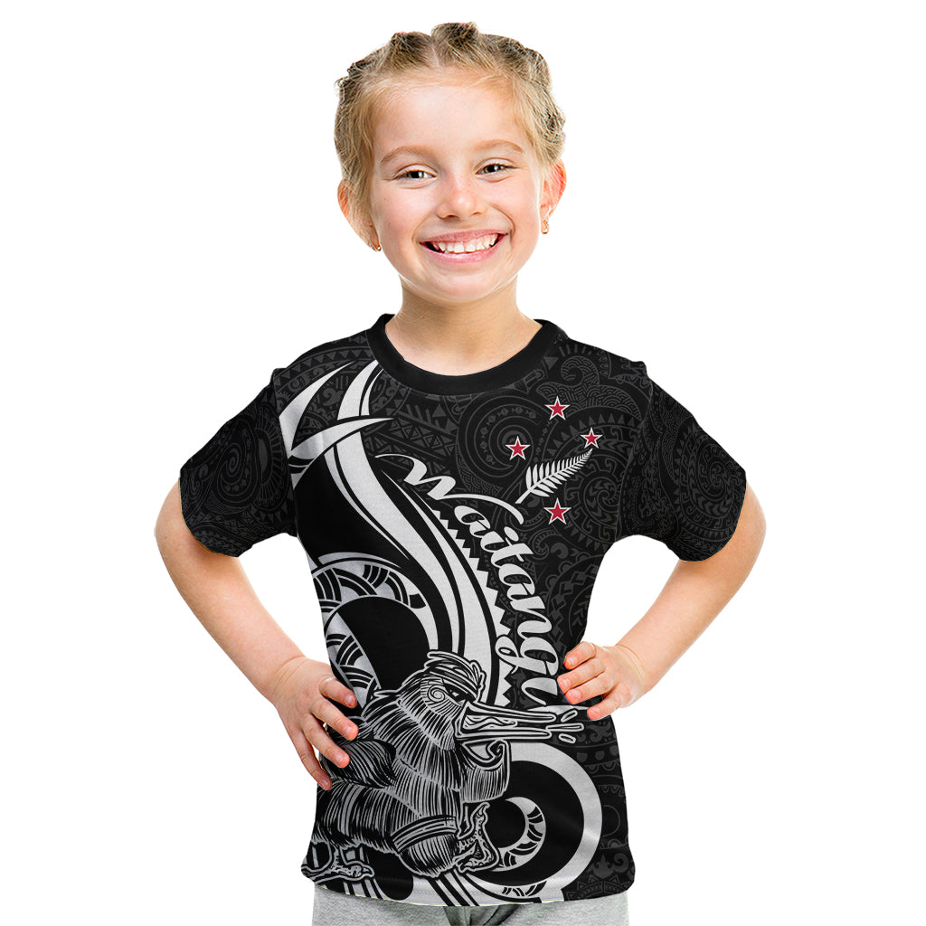 New Zealand Waitangi Day Kid T Shirt Aotearoa Te Tiriti O Waitangi Kiwi Black Version LT01 Black - Polynesian Pride