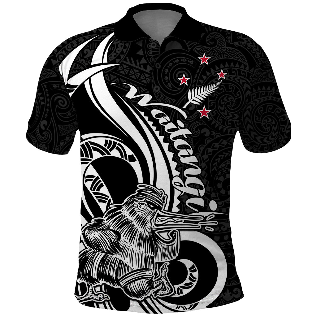 New Zealand Waitangi Day Polo Shirt Aotearoa Te Tiriti O Waitangi Kiwi Black Version LT01 Black - Polynesian Pride