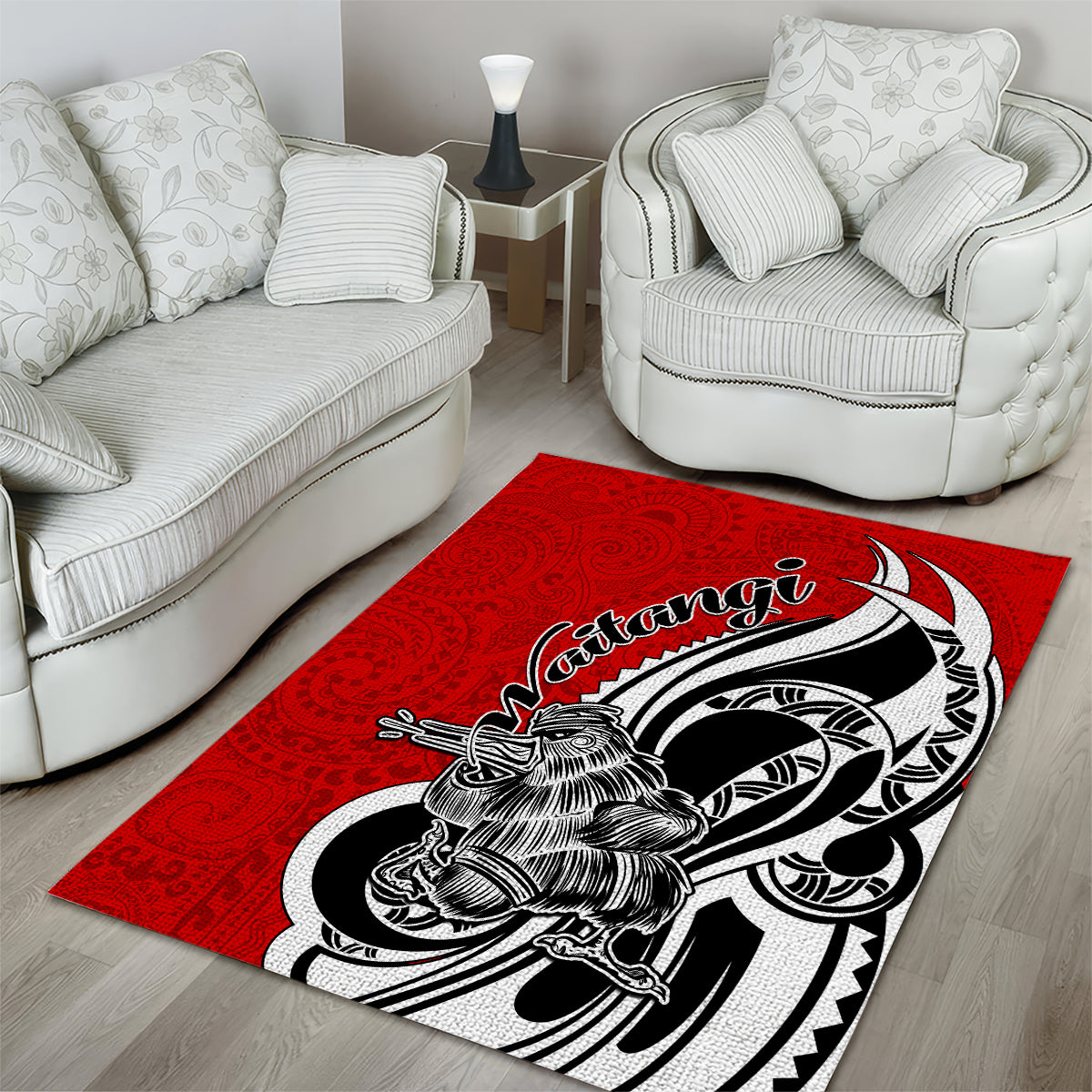 New Zealand Waitangi Day Area Rug Aotearoa Te Tiriti O Waitangi Kiwi Red Version LT01 - Polynesian Pride