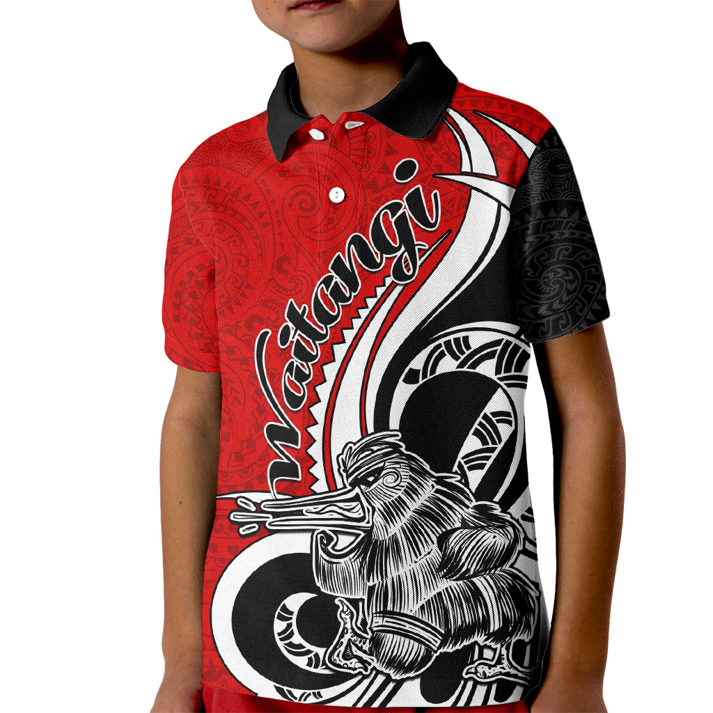 New Zealand Waitangi Day Kid Polo Shirt Aotearoa Te Tiriti O Waitangi Kiwi Red Version LT01 Kid Red - Polynesian Pride