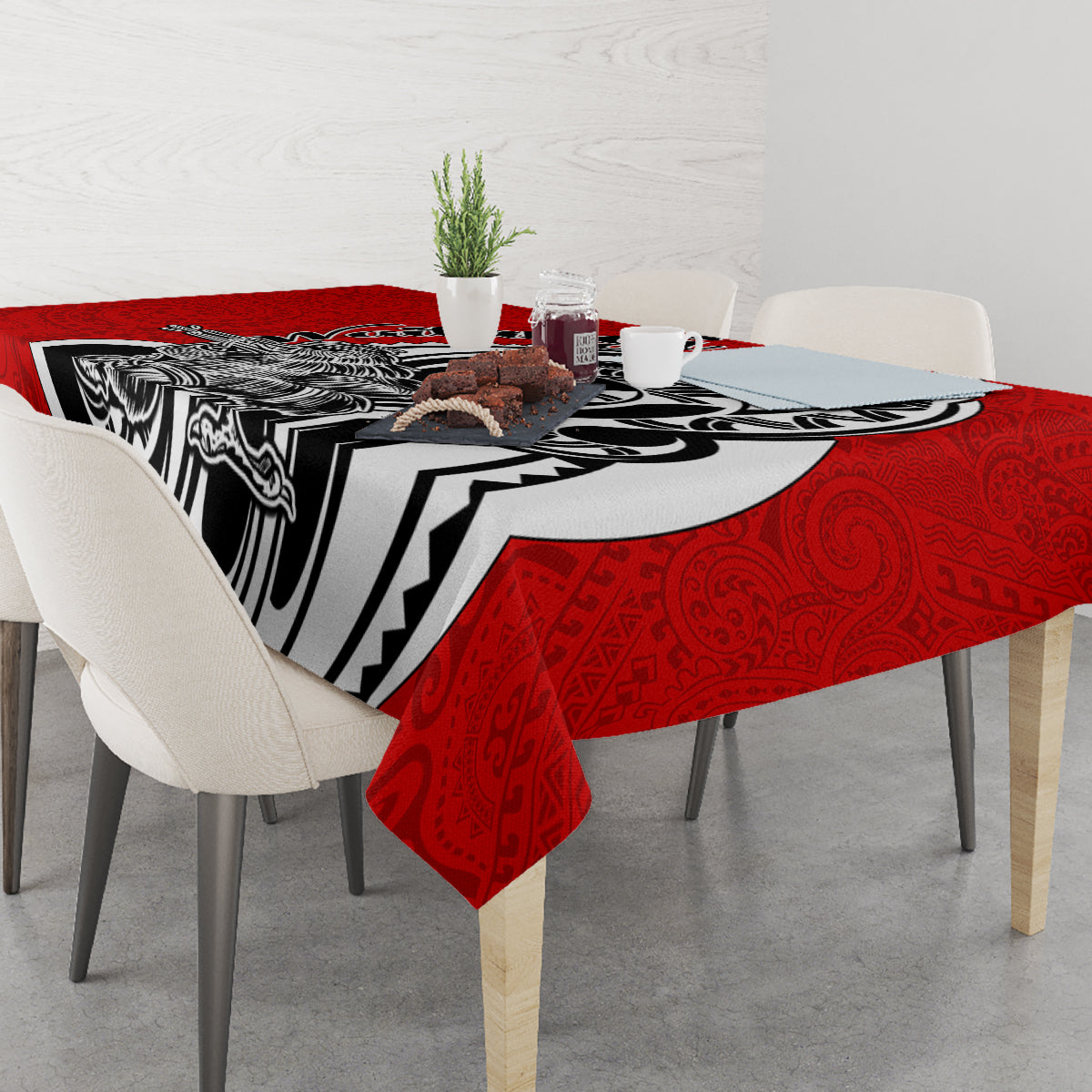 New Zealand Waitangi Day Tablecloth Aotearoa Te Tiriti O Waitangi Kiwi Red Version LT01 - Polynesian Pride