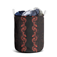 Hawaii Japan Koi Fish Red Laundry Basket Tapa Pattern - Polynesian Pride