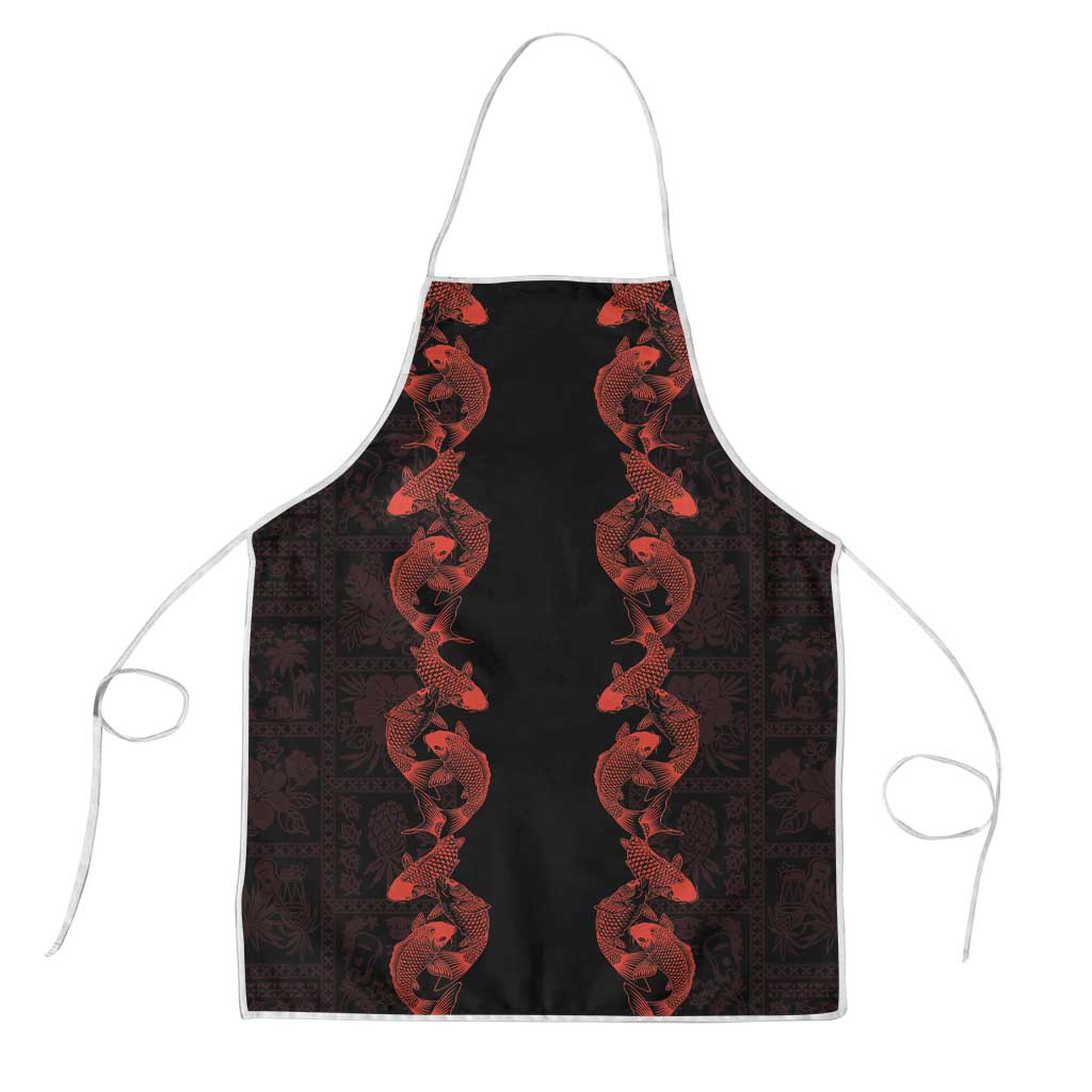 Hawaii Japan Koi Fish Red Apron Tapa Pattern - Polynesian Pride