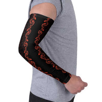 Hawaii Japan Koi Fish Red Arm Sleeves Tapa Pattern - Polynesian Pride