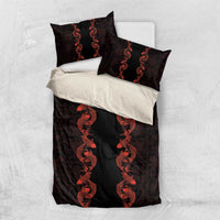 Hawaii Japan Koi Fish Red Bedding Set Tapa Pattern - Polynesian Pride