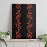 Hawaii Japan Koi Fish Red Canvas Wall Art Tapa Pattern - Polynesian Pride