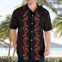 Hawaii Japan Koi Fish Red Hawaiian Shirt Tapa Pattern - Polynesian Pride