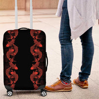 Hawaii Japan Koi Fish Red Luggage Cover Tapa Pattern - Polynesian Pride
