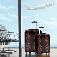 Hawaii Japan Koi Fish Red Luggage Cover Tapa Pattern - Polynesian Pride