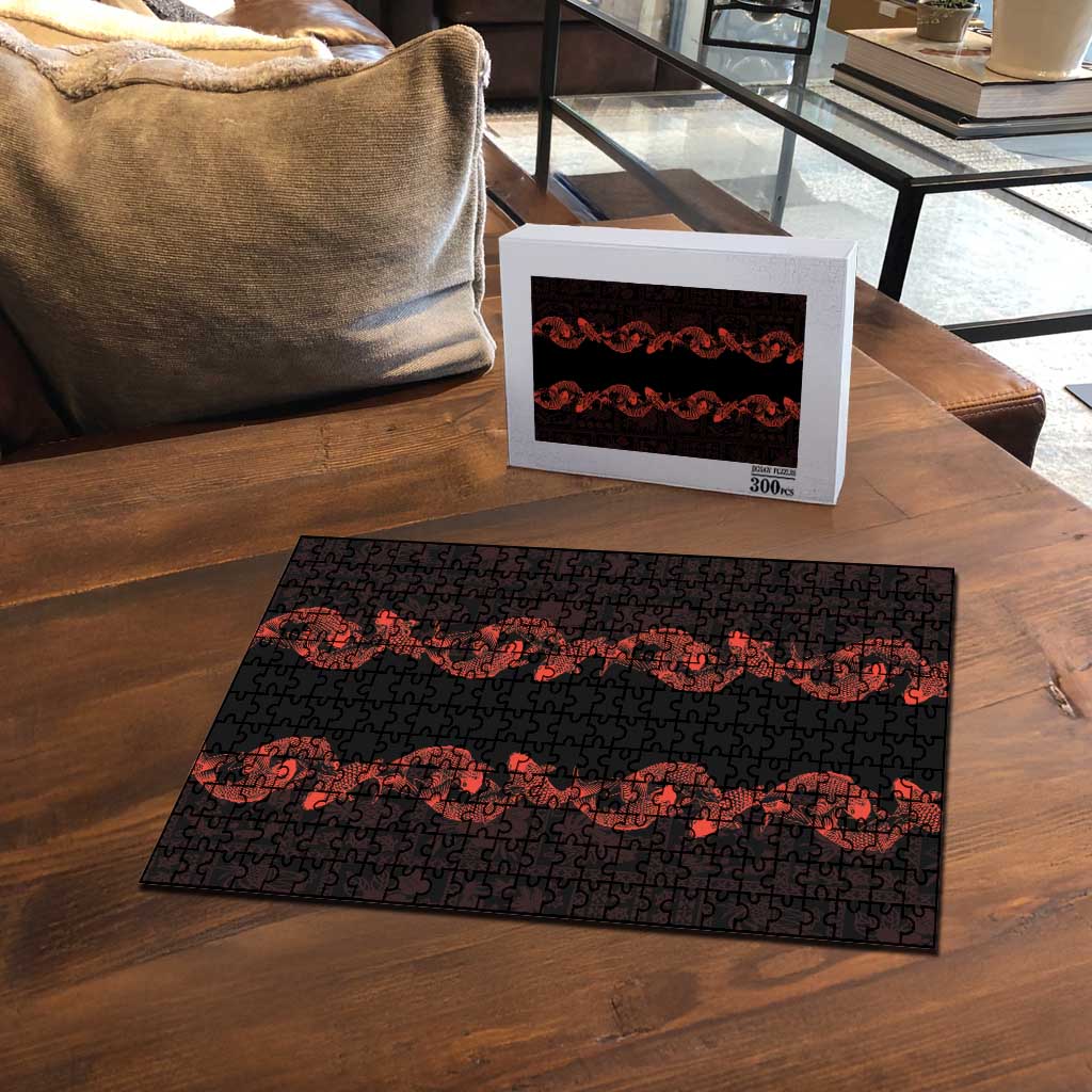 Hawaii Japan Koi Fish Red Puzzle Tapa Pattern - Polynesian Pride