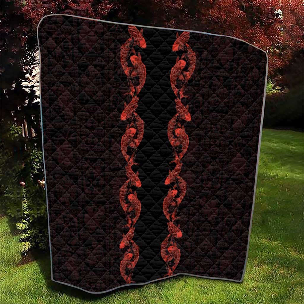 Hawaii Japan Koi Fish Red Quilt Tapa Pattern - Polynesian Pride