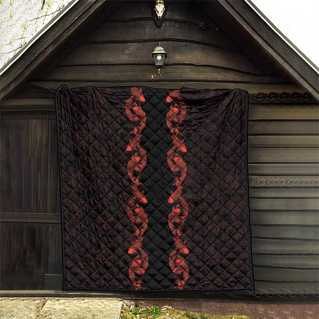 Hawaii Japan Koi Fish Red Quilt Tapa Pattern - Polynesian Pride