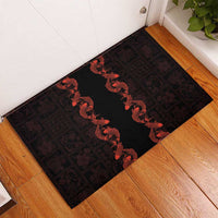 Hawaii Japan Koi Fish Red Rubber Doormat Tapa Pattern - Polynesian Pride