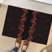 Hawaii Japan Koi Fish Red Rubber Doormat Tapa Pattern - Polynesian Pride