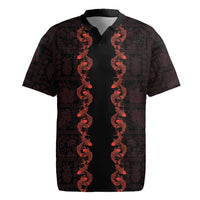 Hawaii Japan Koi Fish Red Rugby Jersey Tapa Pattern - Polynesian Pride