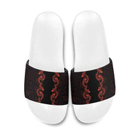 Hawaii Japan Koi Fish Red Slide Sandals Tapa Pattern - Polynesian Pride
