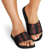 Hawaii Japan Koi Fish Red Slide Sandals Tapa Pattern - Polynesian Pride