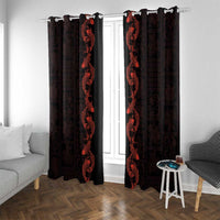 Hawaii Japan Koi Fish Red Window Curtain Tapa Pattern - Polynesian Pride