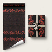 Hawaii Japan Koi Fish Red Wrapping Paper Tapa Pattern