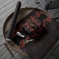 Hawaii Japan Koi Fish Red Wrapping Paper Tapa Pattern