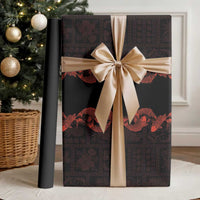 Hawaii Japan Koi Fish Red Wrapping Paper Tapa Pattern
