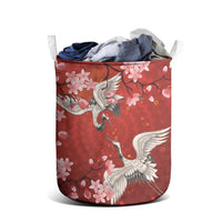 Hawaii Japan Cranes Sakura Flower Red Laundry Basket Japan Heritage Spirit - Polynesian Pride