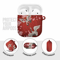 Hawaii Japan Cranes Sakura Flower Red AirPods Case Japan Heritage Spirit - Polynesian Pride